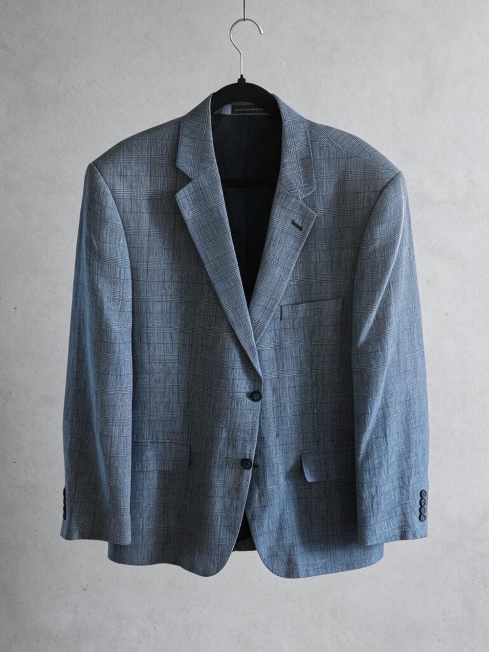Classic Light Blue Glen Plaid Men's Blazer